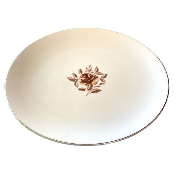 Flintridge Marlys Coupe Dinner Plate Brown Pink Rose Platinum Trim - Picture 1 of 3